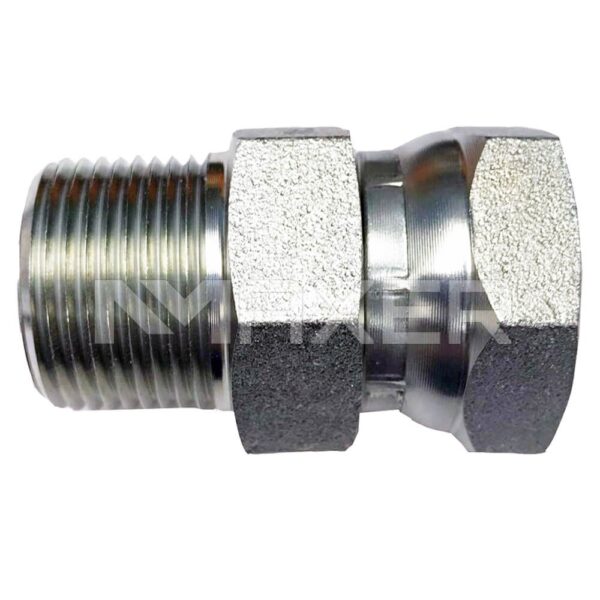 Adaptador Hidráulico NPT-FNPT Recto, Macho NPT 1/2″ x Hembra Giratoria NPT 1/2″