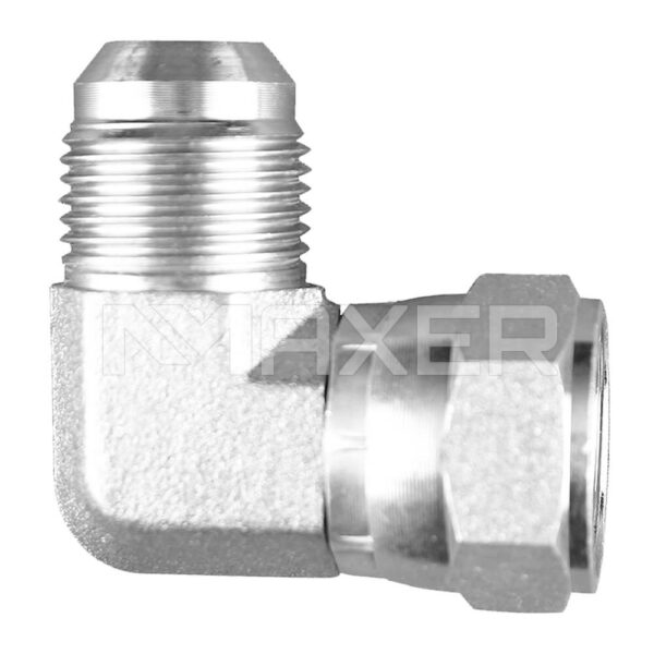 Adaptador Hidráulico JIC-FJIC a 90°, Macho JIC 1/2″ x Hembra Giratoria JIC 1/2″