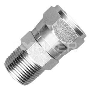Adaptador Hidráulico NPT-FJIC Recto, Macho NPT 3/8" x Hembra Giratoria JIC 3/8"