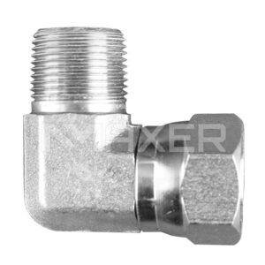 Adaptador Hidráulico NPT-FJIC a 90°, Macho NPT 1/4" x Hembra Giratoria JIC 1/4"